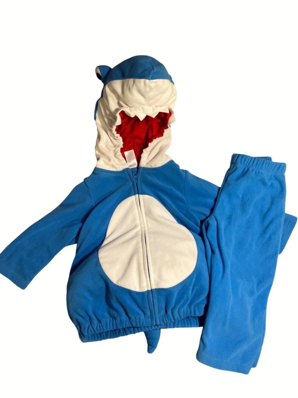 Carters Baby Shark Costume Blue and White Fleece Hooded Two Piece Set 18M